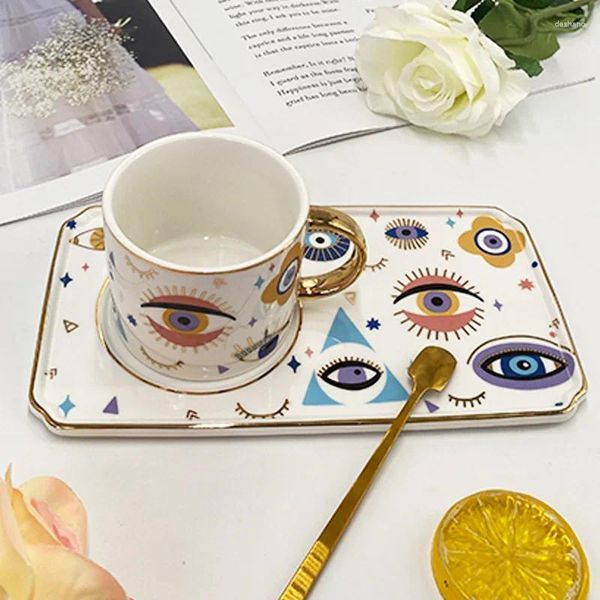Кружки в скандинавском стиле Ins в форме глаза, керамические украшения для кофейной чашки, дома, гостиной, кухни, послеобеденного чая, офиса, набор посуды, поделки