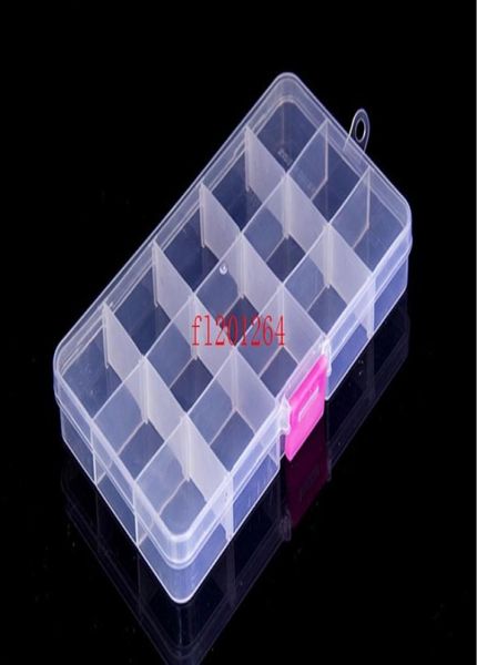 120 pzlotto 15 scomparti in plastica trasparente scatola di immagazzinaggio vuota per gioielli nail art contenitore di articoli vari organizer1306371