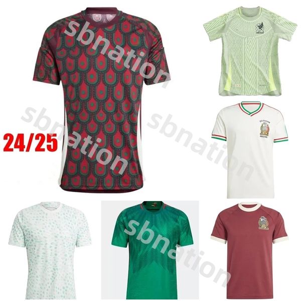 2024 México CHICHARITO Mens Soccer Jerseys 2025 H. LOZANO A. GUARDADO Home Away Training Wear R. JIMENEZ Seleção Nacional Camisa de Futebol Fãs versão do jogador