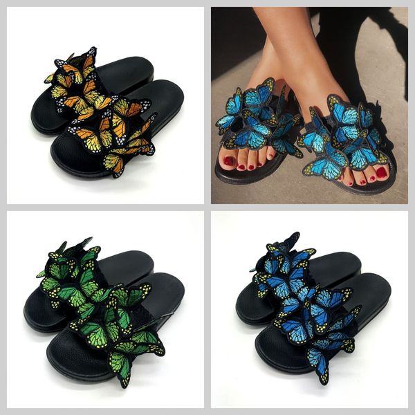 Женские летние тапочки с трехмерной вышивкой и бабочками GAI, модные сандалии на каблуке 2024 с вышивкой
