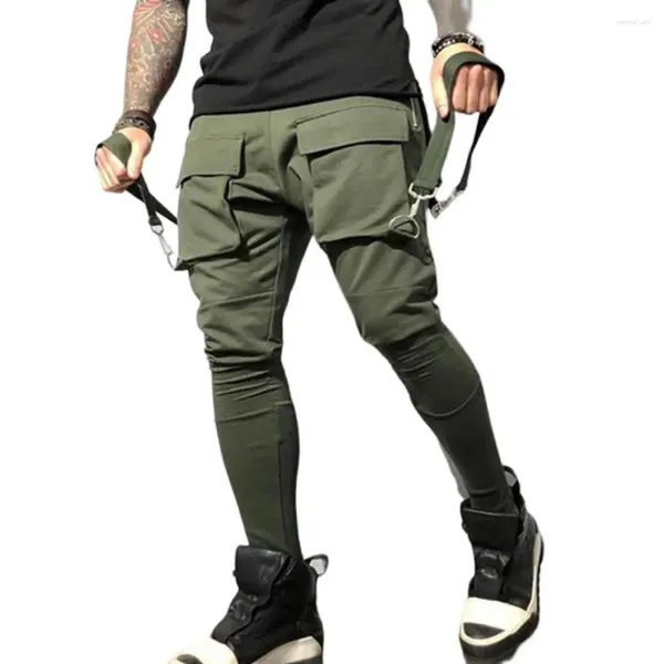 Мужские брюки, стильные впитывающие пот мужские повседневные брюки-карго в стиле хип-хоп с эластичной резинкой на талии и глубокой промежностью, спортивная повседневная одежда