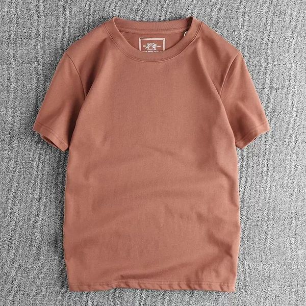 Camiseta masculina de alta qualidade algodão cor sólida manga curta camiseta para homens confortável e textura macia básica casual metade 98