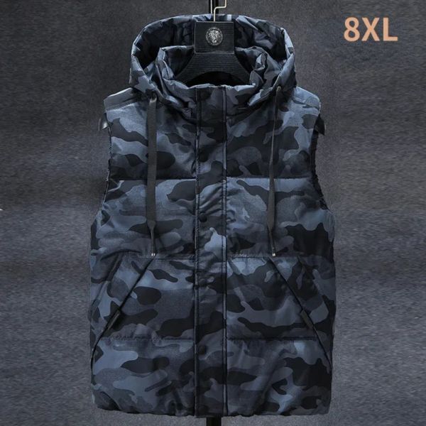 Colete camuflado masculino, jaqueta sem mangas da moda, 7xg, plus size, primavera, outono, colete camuflado, casaco masculino, tamanho grande