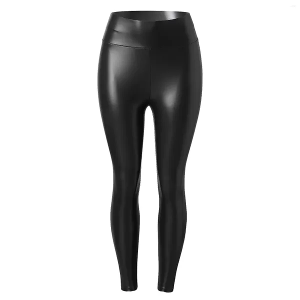 Женские брюки, винтажные колготки для фитнеса из искусственной кожи, женские однотонные эластичные эластичные брюки с BuLift, повседневные большие размеры 5xl
