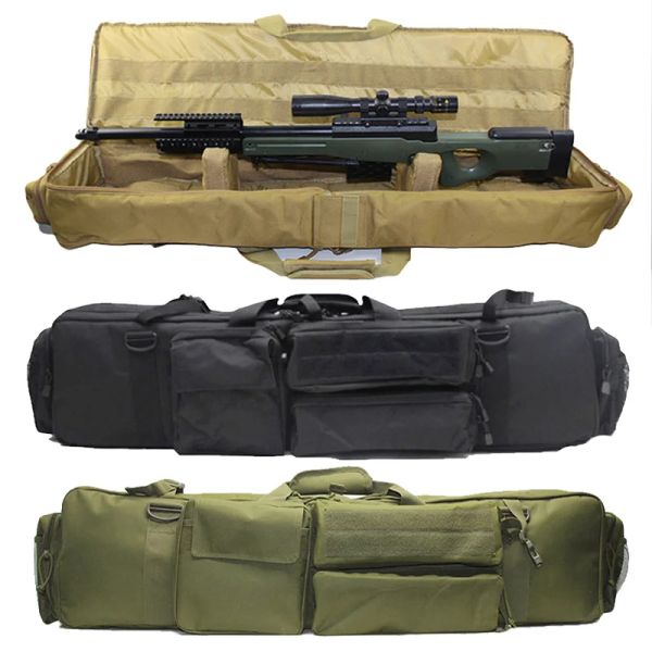 Bolsas de nylon de nylon de bolsas Backpack de rifle de carabina dupla para M249 AR15 AK47 Airsoft portátil Carrier de armas de caça à caixa de armazenamento