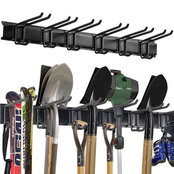 Aking Ace Mount Rack, organizador de armazenamento de garagem resistente, ganchos e cabides de parede para ferramentas de jardim, suporta até 350 libras preto