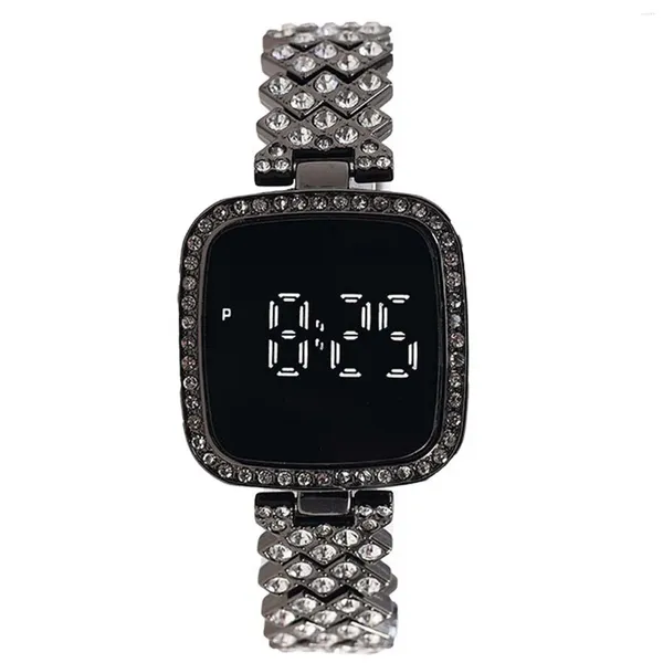 Наручные часы женские часы-браслет с кристаллами квадратный циферблат цифровой со стразами ремешок для подруги подарок на день рождения
