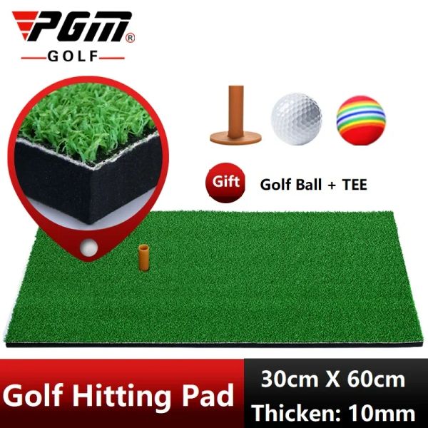 Auxílios pgm quintal tapete de golfe treinamento interno bater almofada prática golfe bater esteiras borracha grama verde t bola livre 30x60cm