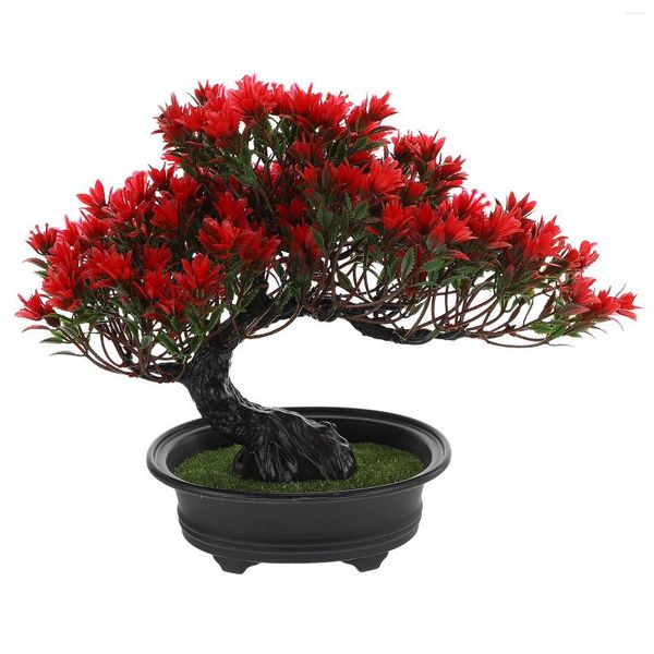 Flores decorativas simulação bem vindo pinho artificial árvore planta decoração de plástico decoração desktop adorno imitação bonsai criança