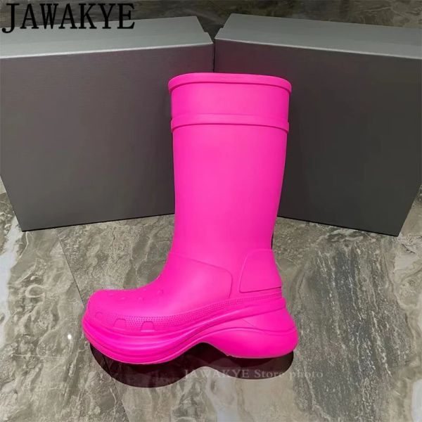 Gummi-Regenstiefel Designer Schuhe Luxus Knie hohe Röhrchen Regenstiefel Frauen eva dicker alleiner Wasser-Proof Nicht-Schlupf-Gelegenheitsritterstiefel Plattform Männer Spring Autum Plus Size 35-43