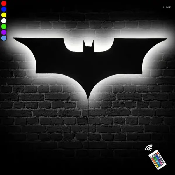 Lâmpada de parede ZK50 Moderna Madeira Bat Atmosfera Night Light LED Fundo Decorativo USB Plug-in Controle Remoto