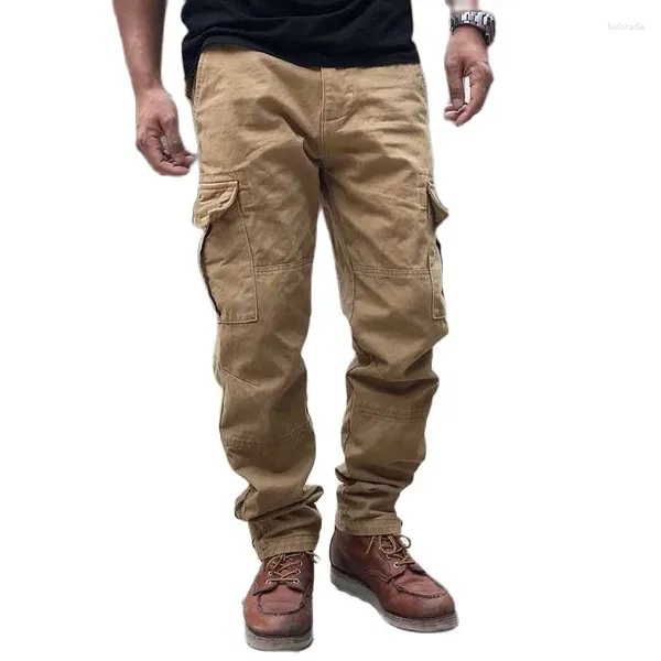 Calças masculinas estilo militar carga homens casuais calças de algodão regular magro perna zíper rua moda homem tático roupas