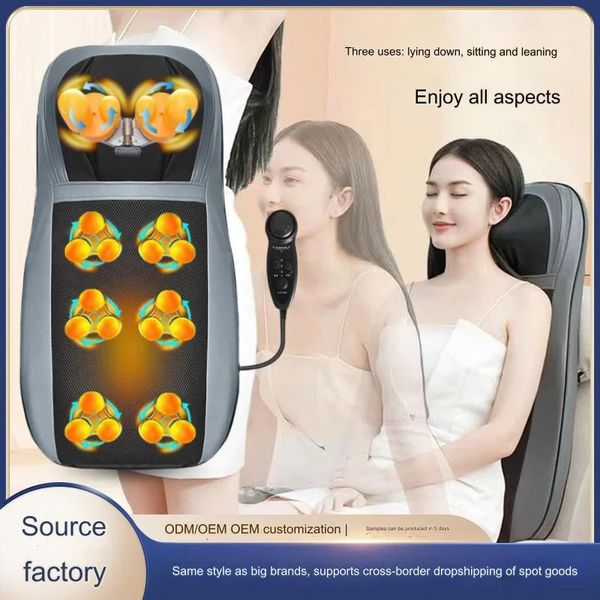 Almofada de massagem elétrica multifuncional pescoço ombro cintura volta controle remoto amassamento profundo shiatsu aquecimento dor aliviar presente 240309