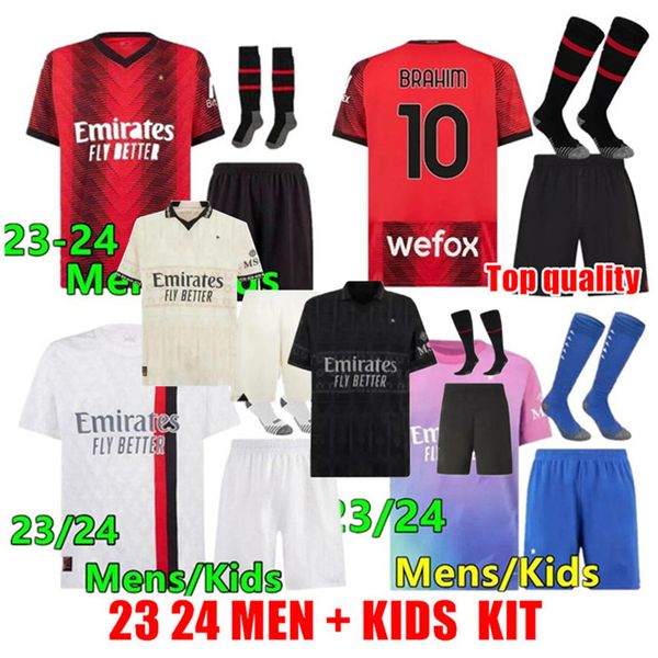 24/25 Ac Maglie S Calcio giroud Pulisic Mne 2024 New 4th Kids Kit Rebic Theo Reijnders Kessie de ketelaere Rafa Leao Football Shirts Uniformi