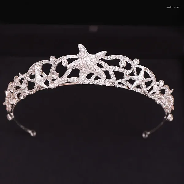 Fermagli per capelli Corona di strass di cristallo alla moda Accessori da sposa Tiara da sposa Colore argento Copricapo Gioielli da sposa principessa