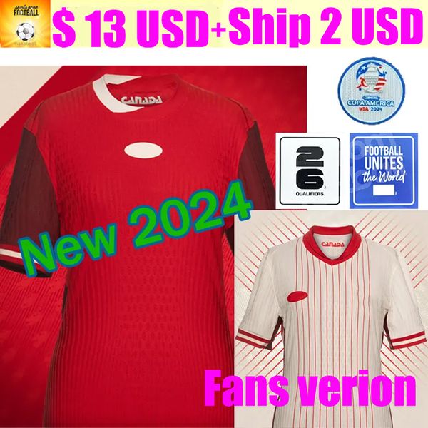 Canadá Nova Camisa de Futebol Maillot de Foot 2024 Copa América Cup Kids Kit 2025 Seleção Canadense Camisa de Futebol 24 25 Home Away Fans Versão BUCHANAN DAVIES DAVID