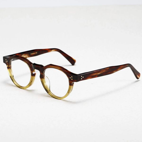 Niedliche, hochwertige, modische, runde Acetat-Brillenfassung, Vintage-Unisex-Optik mit Sehstärke, Luxusmarke TVR ARNEL Elegant 240313