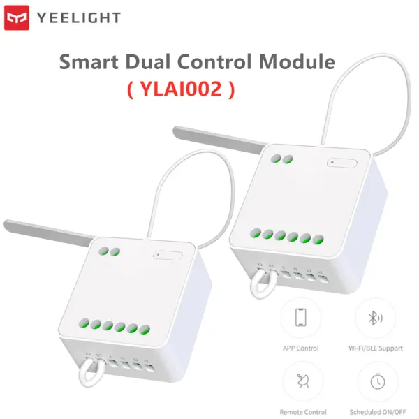 Controle original yeelight módulo de controle bidirecional controlador de relé sem fio 2 canais interruptor inteligente trabalho para mihome app