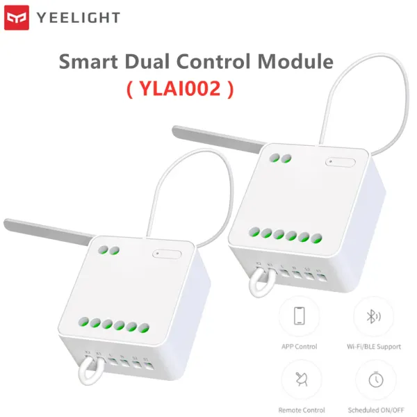 Kontrol Orijinal Yeelight Twoway Kontrol Modülü Kablosuz Röle Denetleyicisi 2 Kanal Mihome Uygulaması için Akıllı Anahtar Çalışması