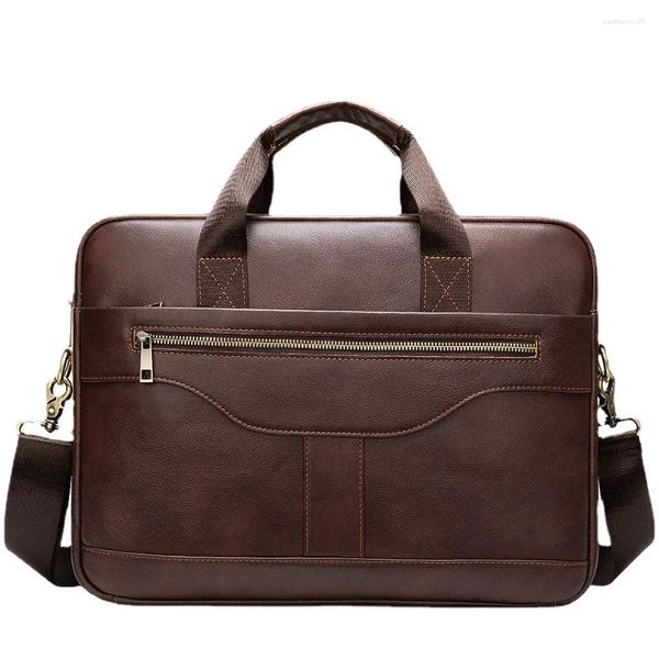 Aktentaschen Aktentasche Herren Business Messenger Bag Vintage Leder Tote Schulter Büro 14 Zoll Laptop Hochwertige Taschen Herren