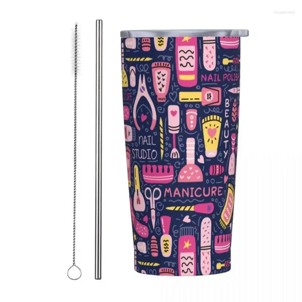 Tumblers manicure salão de beleza estúdio tumbler manicure artistas canecas de aço inoxidável parede dupla vácuo isolado para frio 20oz