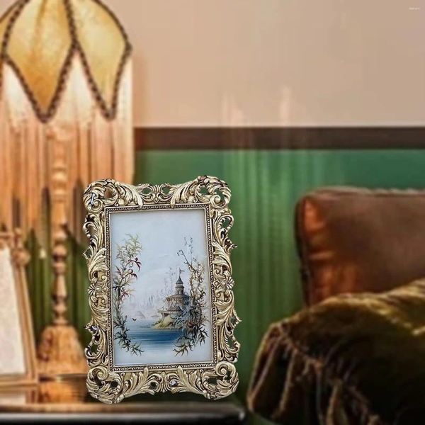 Molduras Vintage Picture Frame Po luxuoso ornamentado para decoração de quarto de mesa