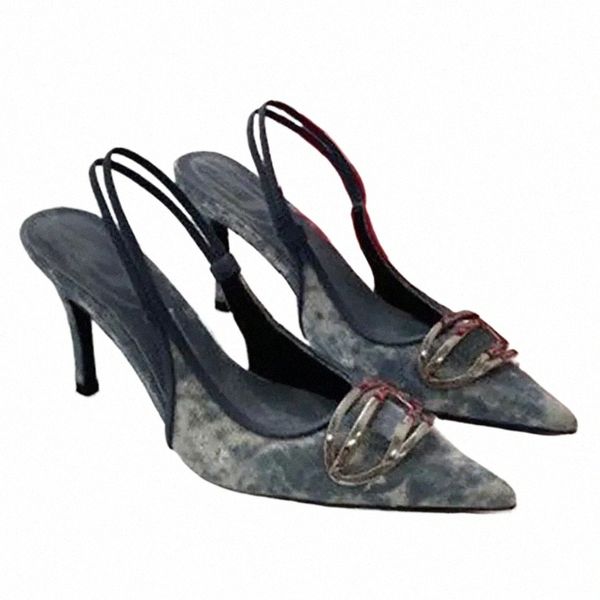 Kadınların yüksek topuklu sandaletler moda parti ofis elbisesi ayakkabıları bağcıklı pompalar slingle sandaletler kauçuk deri yaz ayak bileği kayış terlikleri