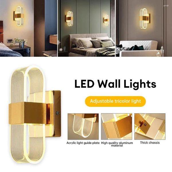 Wandleuchte, LED-Leuchten, Innenbeleuchtung, verstellbar, dreifarbiges Licht, Gold, nordischer Stil, Wandleuchte, Heimdekoration