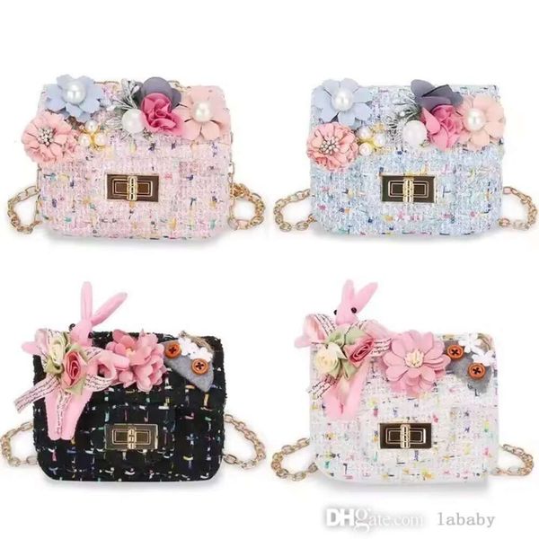 Bonito crianças bolsa crossbody saco para meninas dos desenhos animados coelho flor doce cor ombro mensageiro sacos do bebê carteira