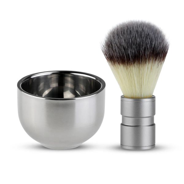 Brush Tinksky Badger Capelli da barba con pentola tazza da barba in acciaio inossidabile a doppio strato