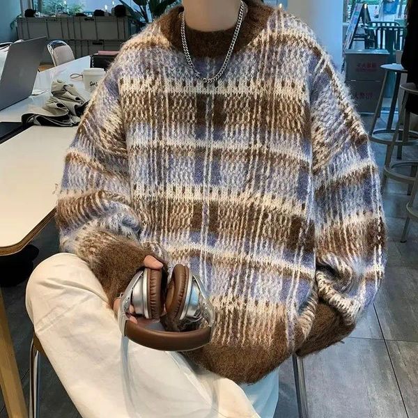 Maglioni da uomo Moda Autunno Inverno Maglione da uomo Pullover Stile coreano Patchwork lavorato a maglia Harajuku Baggy Abbigliamento di marca unisex