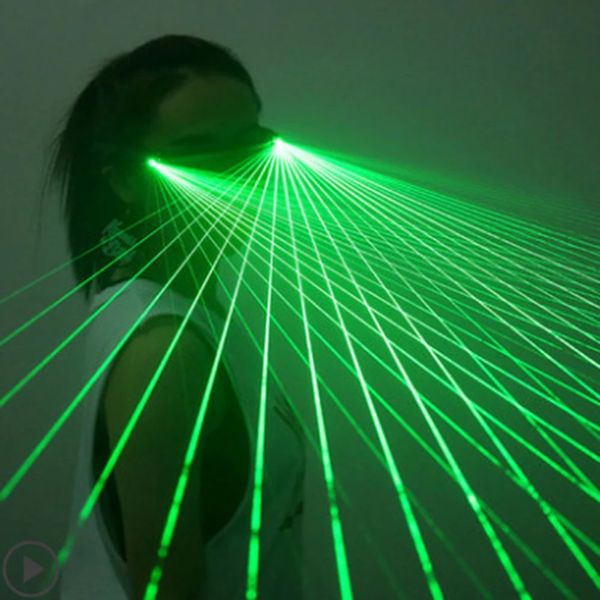 Óculos de raio laser verde vermelho com led, adereços de desempenho profissional, óculos de sol recarregáveis para festival, festa rave, dj