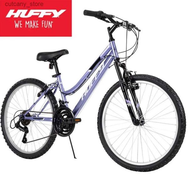 Bikes Ride-Ons 2023 Yeni Huffy 24 Rock Creek Girls Bicyc Mountain Bike Kadınlar İçin L240319