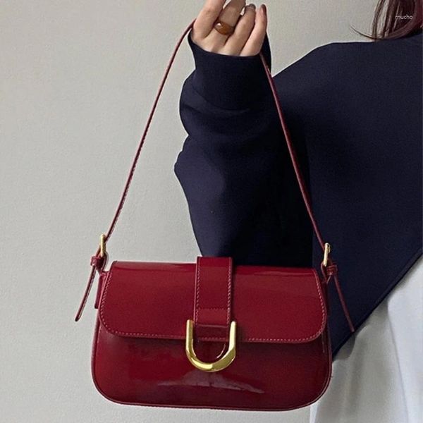 Omuz çantaları kadın flep çanta çanta moda haberci kayış ayarlanabilir patent deri çapraz bedişik şık çanta