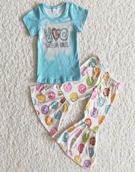 Mode Kleinkind Baby Mädchen Designer Kleidung Donuts Drucken Nette Mädchen Frühling Top Bell-Bottom Hosen Outfits Boutique Mädchen Kleidung W6241761