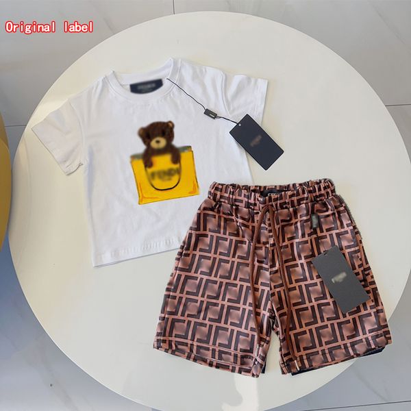 Conjunto de roupas de grife para bebês meninas meninos shorts saia flor conjunto de letras de luxo infantil conjunto de etiqueta original menina conjunto de roupas clássicas infantis conjunto de manga de carta