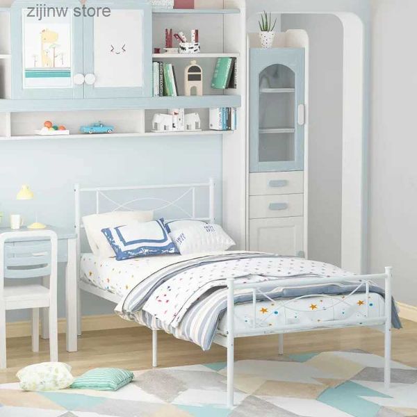 Другие постельные принадлежности LISM Биметаллическая платформа для каркаса кровати с белой отделкой и двумя изголовьями с галстуком-бабочкой, подходящая для детской и взрослой мебели для спальни-кровати Y24032