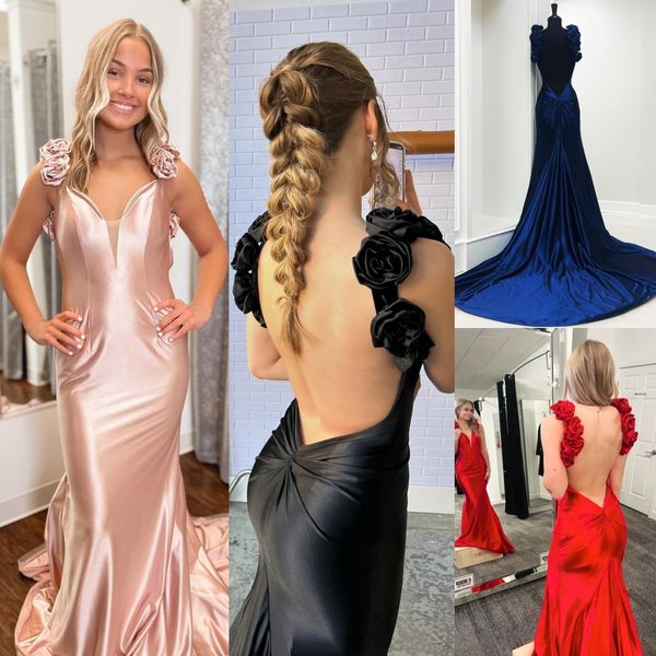 Vestido de baile com rosetas colantes, costas baixas profundas, longo concurso, inverno, primavera, festa formal, pista, gravata preta, gala, Oscar Hoco, vestido de casamento, convidado, chá de bebê, dama de honra