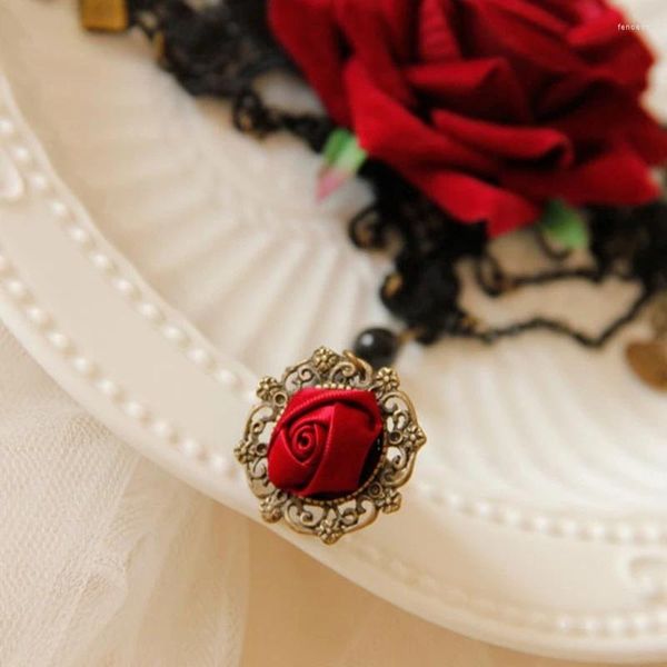 Link Pulseiras 2024 Rose Bead Lace Corrente de Mão com Anel de Dedo Festival Pulseira Jóias de Casamento