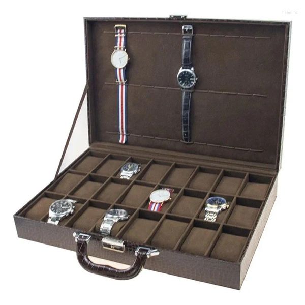 Uhrenboxen, Lederbox, Organizer für Herren, mechanische Armbanduhren, Sammeltasche, Reise-Display, luxuriöser Aufbewahrungskoffer, 36 Fächer