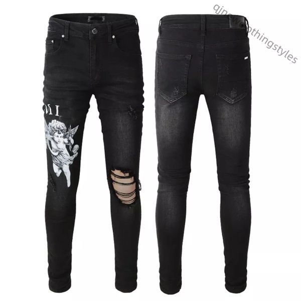 Jeans Designerjeans Herren Skinny Jeans Design Farben Hosen Lange Hippop Sticker Stickerei Slim Denim Straight Streetwear Skinny Hosen Großhandel Herren Shorts 30-40