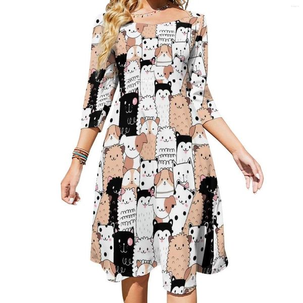 Повседневные платья Платье с принтом собаки из мультфильма Летнее сексуальное милое винтажное женское платье с животными в уличном стиле Идея для подарка большого размера