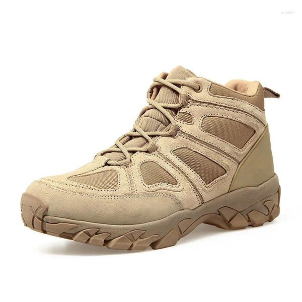 Scarpe da fitness Uomo S Caccia all'aperto Escursionismo Montagna Antiscivolo Lace Up Mesh Traspirante Stivaletti alti alla caviglia Stivale sportivo tattico per il deserto