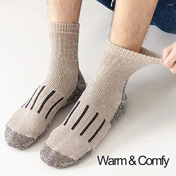 Herrensocken aus 55 % Merinowolle, zum Wandern, für Herren und Damen, für den Außenbereich, thermisch, warm, gepolstert, Feuchtigkeitstransport