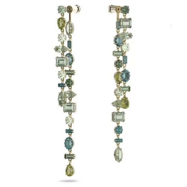 Luxuriöser Schmuck von Swarovskis, strahlend bunte asymmetrische Wassertropfen-Ohrringe, weiblich, Schwalbe, frische grüne Bonbon-Quasten-Ohrringe, weiblich