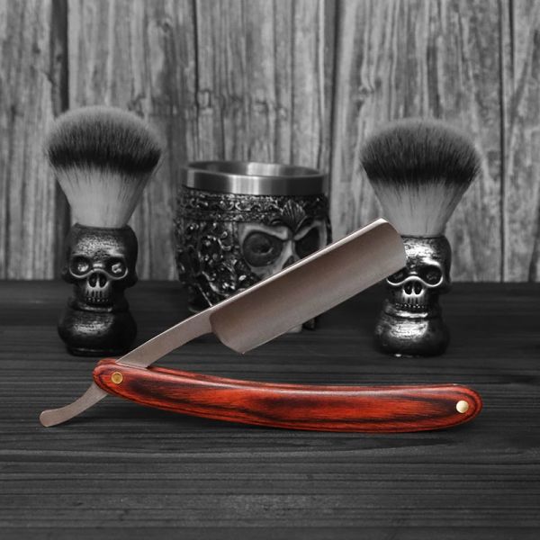 Rasoio da barbiere Rasoio professionale per rimozione baffi Coltello Strumenti Rasoi da barba pieghevoli affilati in acciaio inossidabile con manico in legno