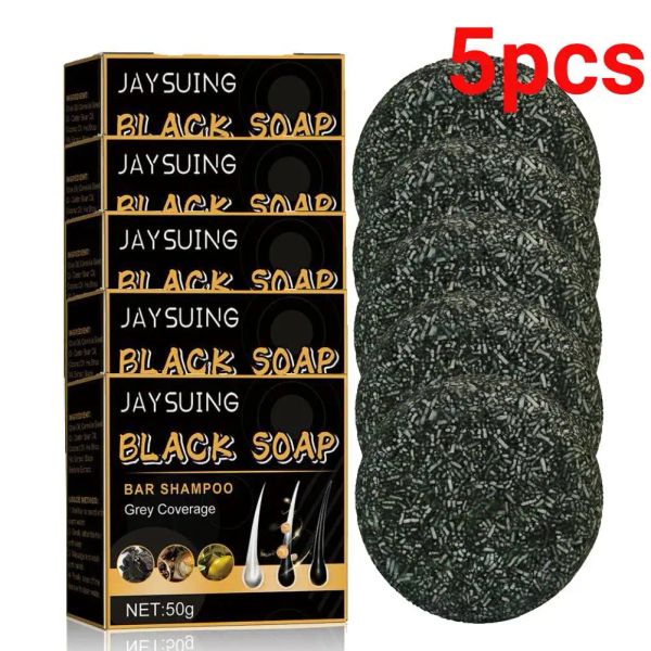 Shampoos 5 Stück Haarverdunkelungsseife Shampoo Bar Schnelle effektive Reparatur Grau Weiß Farbe Farbstoff Haar Körper Natürliche Bio-Conditioner Schwarze Seife