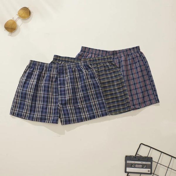 Unterhosen 3 teile/los Männer Höschen Plaid Boxer Shorts Herren Baumwolle Unterwäsche Boxer Gewebt Für Männer Mode Aro Hosen