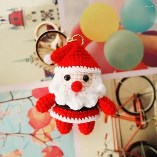 Schlüsselanhänger Weihnachtsmann handgewebter Anhänger Baby Mutter handgemachte kleine Puppe Wollfaden Haken gewebte Schlüsselanhänger