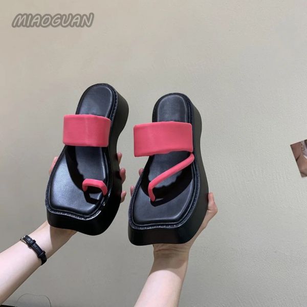 Chinelos mulheres chinelas de clipe sexy toe sapatos 2022 verão nova plataforma chinelos sandálias slides de praia zapato mujer preto pantuflas